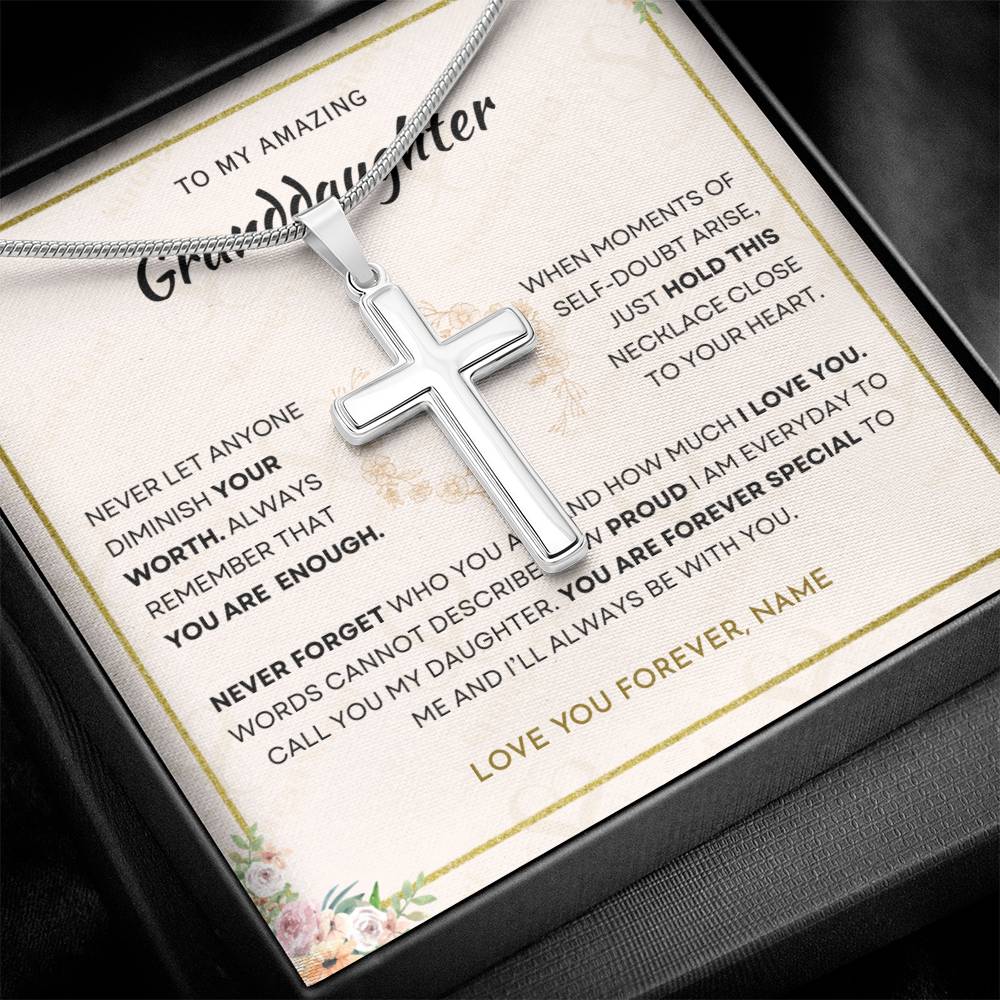 Granddaughter - You Are Enough - Cross Necklace