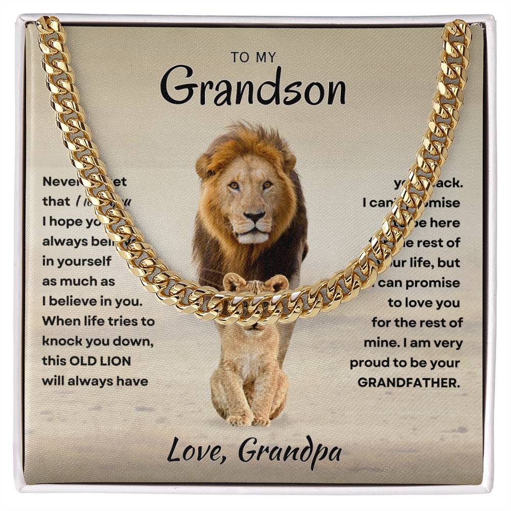 Grandson - Proud Grandpa - Cuban Link Chain