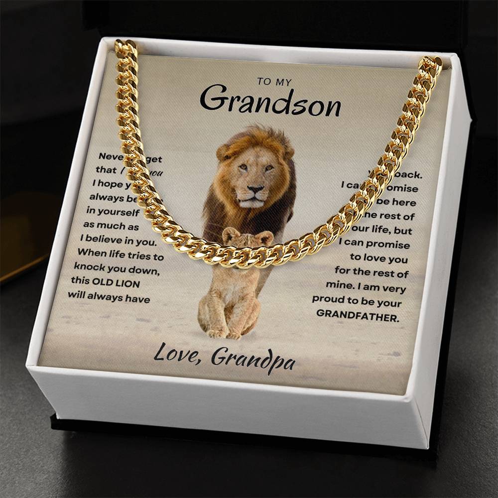 Grandson - Proud Grandpa - Cuban Link Chain