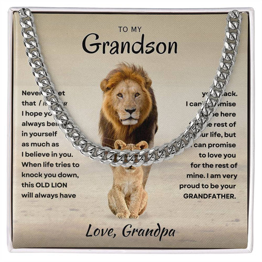 Grandson - Proud Grandpa - Cuban Link Chain