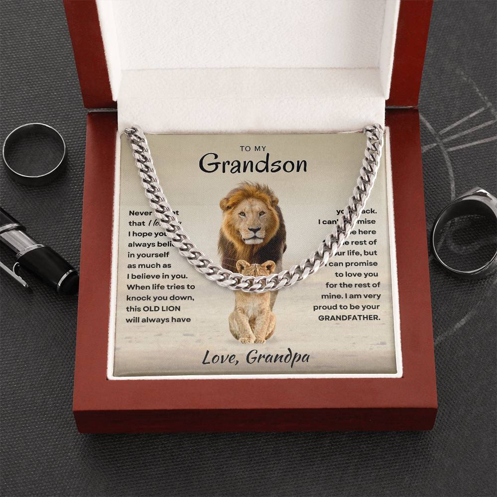 Grandson - Proud Grandpa - Cuban Link Chain