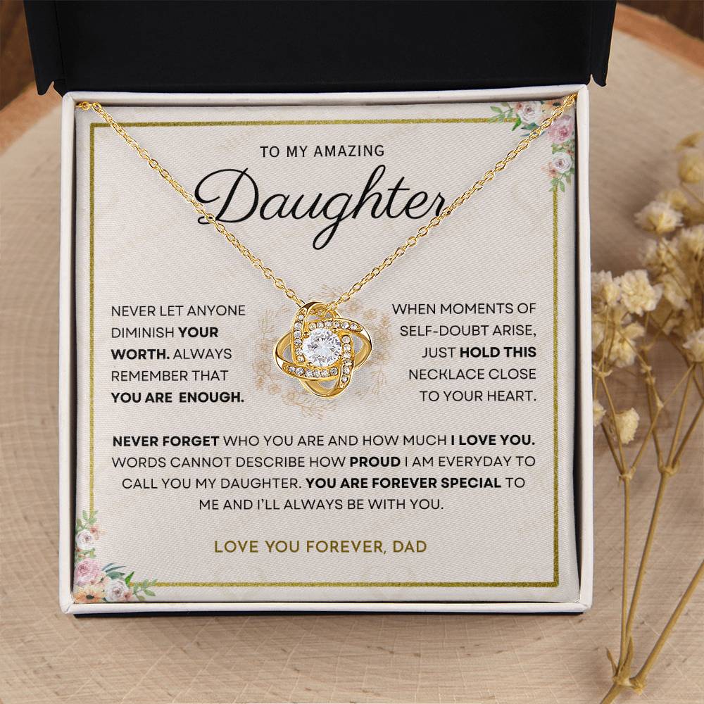 Daughter - You Are Enough - Love Knot Necklace