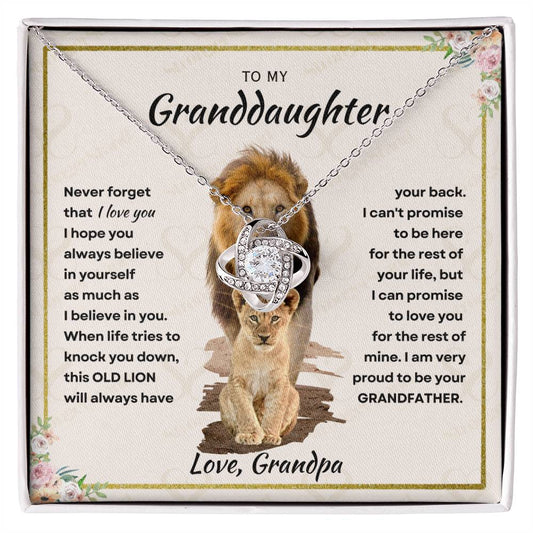 Granddaughter - Proud Grandpa - Love Knot Necklace