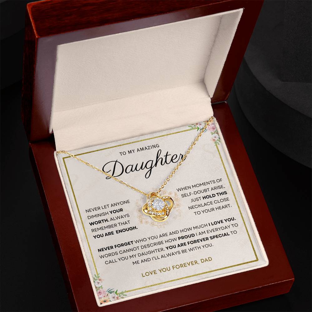 Daughter - You Are Enough - Love Knot Necklace