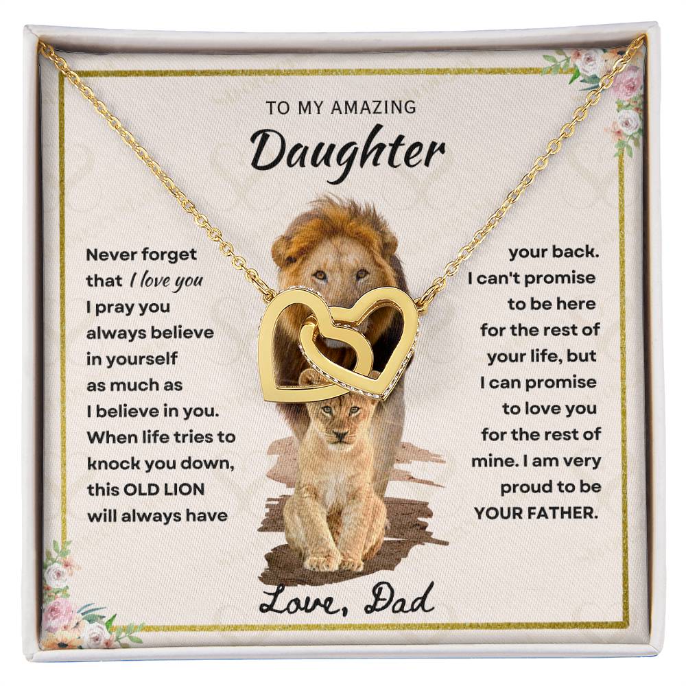 Daughter - Proud Father - Interlocking Hearts Necklace