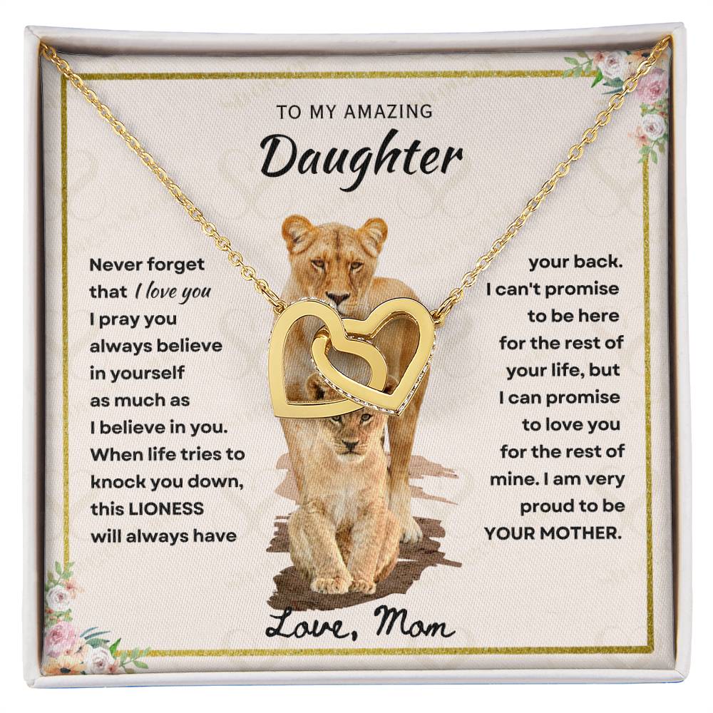 Daughter - Proud Mother - Interlocking Hearts Necklace