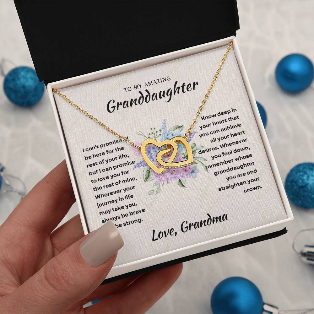 [ALMOST SOLD OUT] To My Amazing Granddaughter - Intertwined Hearts Keepsake Necklace Gift