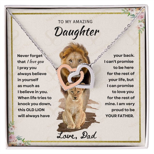 Daughter - Proud Father - Interlocking Hearts Necklace