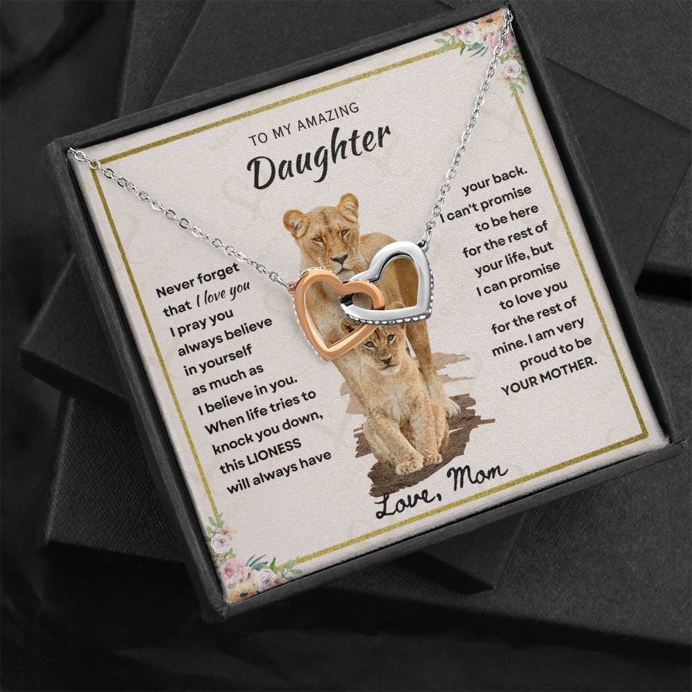 Daughter - Proud Mother - Interlocking Hearts Necklace