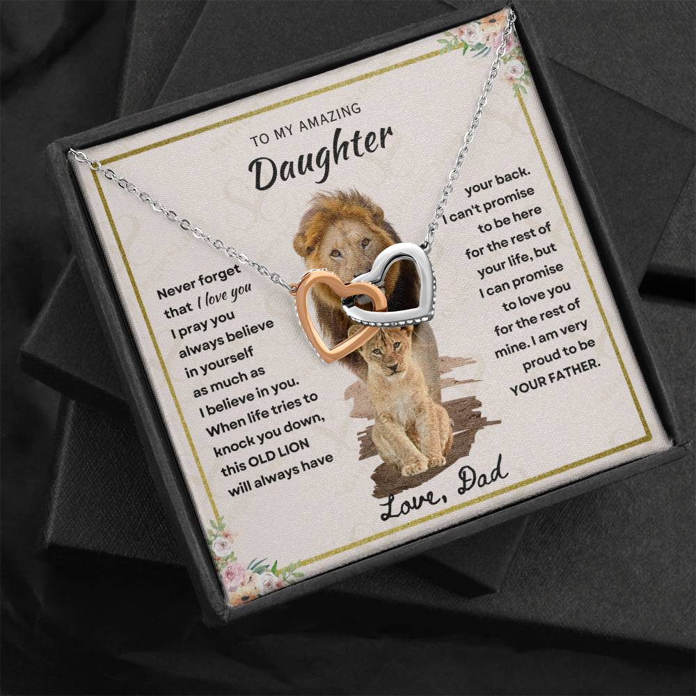 Daughter - Proud Father - Interlocking Hearts Necklace