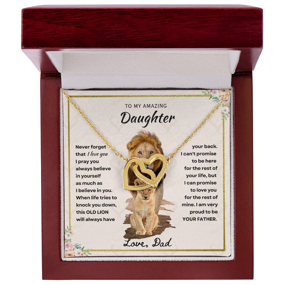 Daughter - Proud Father - Interlocking Hearts Necklace