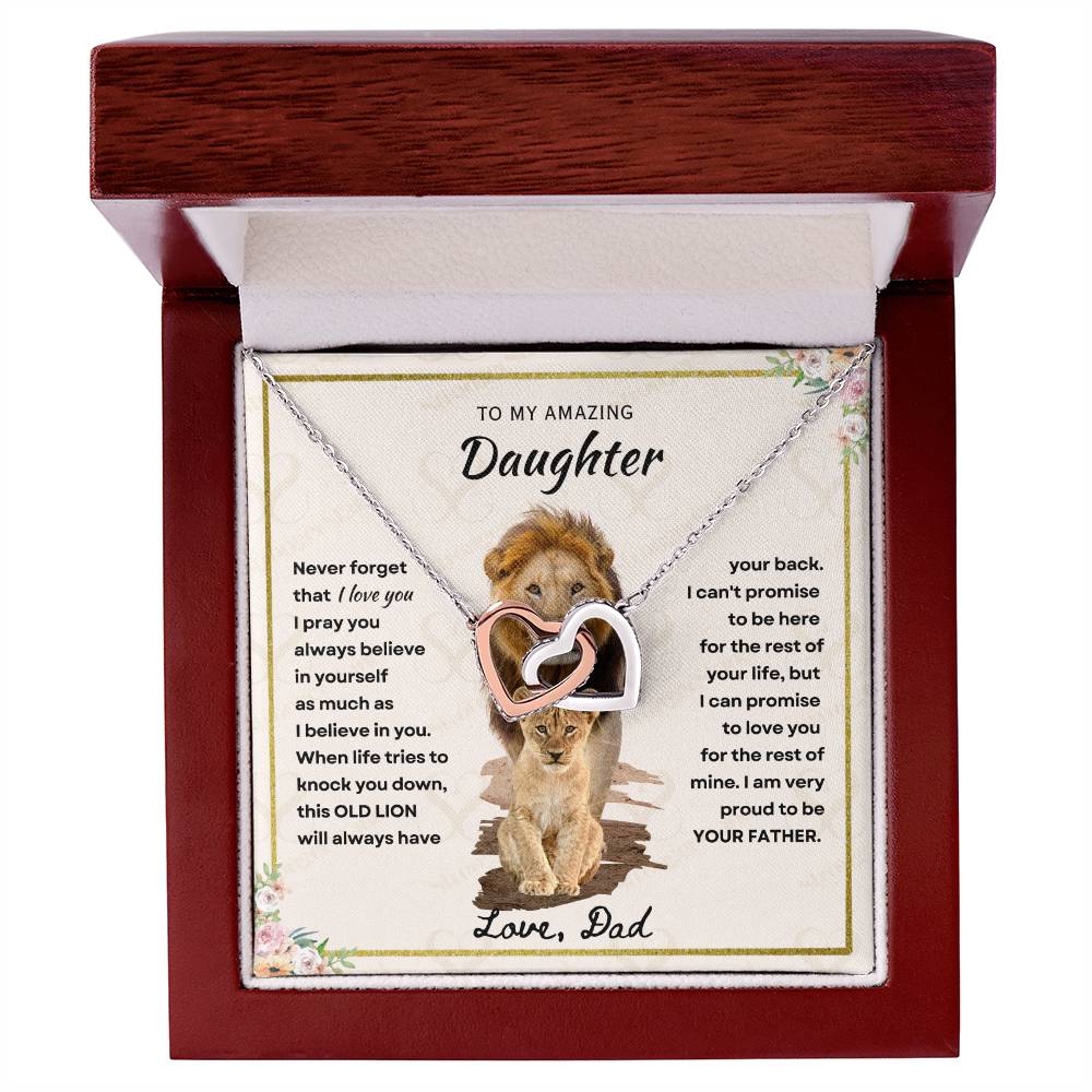 Daughter - Proud Father - Interlocking Hearts Necklace