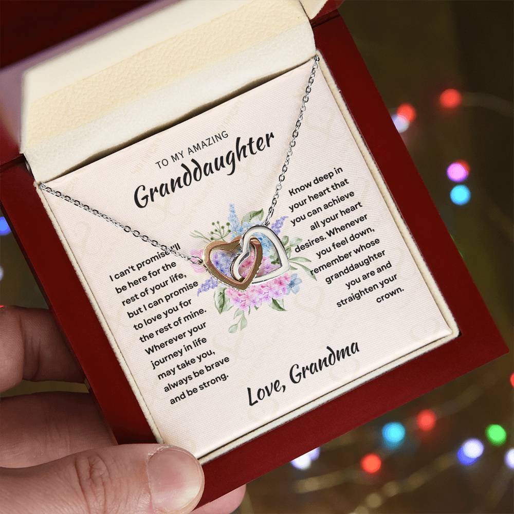 [ALMOST SOLD OUT] To My Amazing Granddaughter - Intertwined Hearts Keepsake Necklace Gift