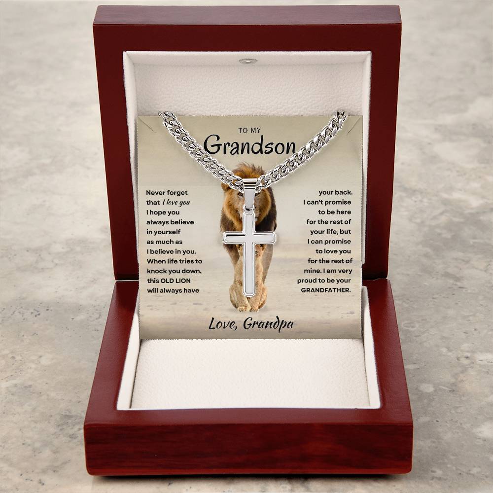 Grandson - Proud Grandpa - Cross Necklace