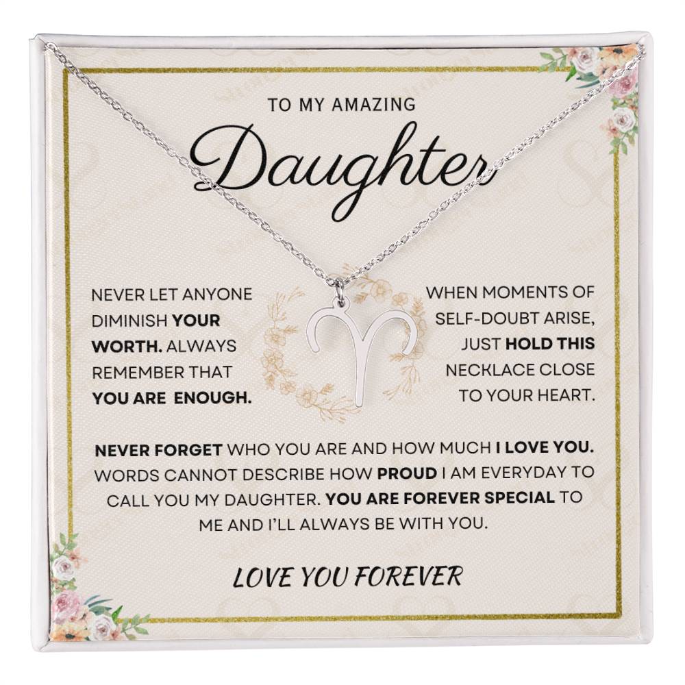 Daughter - You Are Enough - Zodiac Necklace