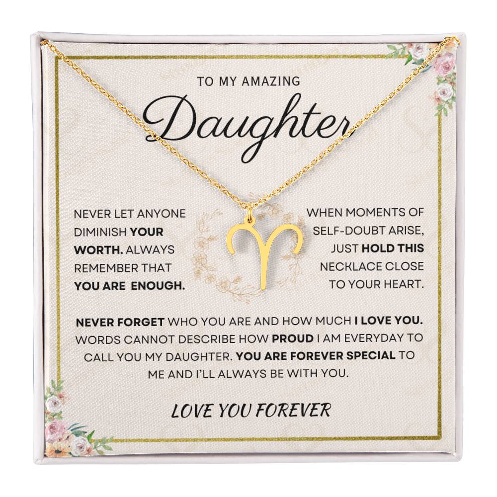 Daughter - You Are Enough - Zodiac Necklace