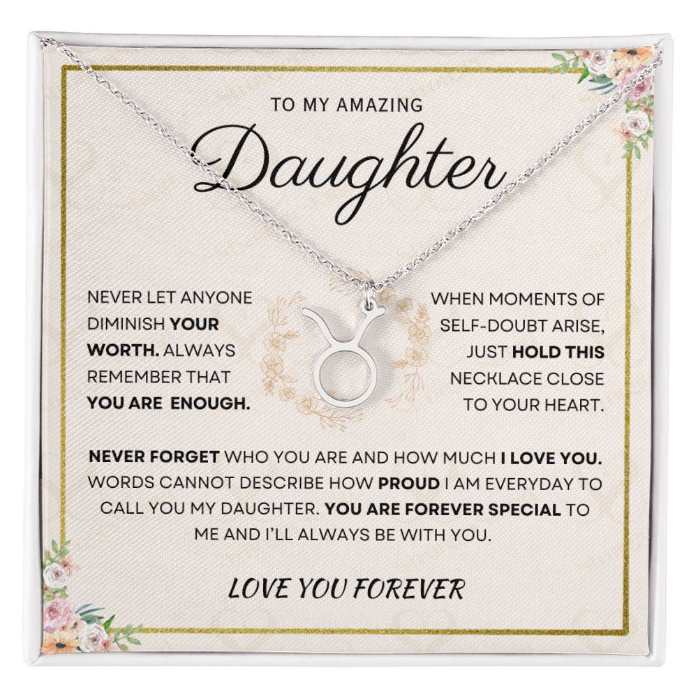 Daughter - You Are Enough - Zodiac Necklace