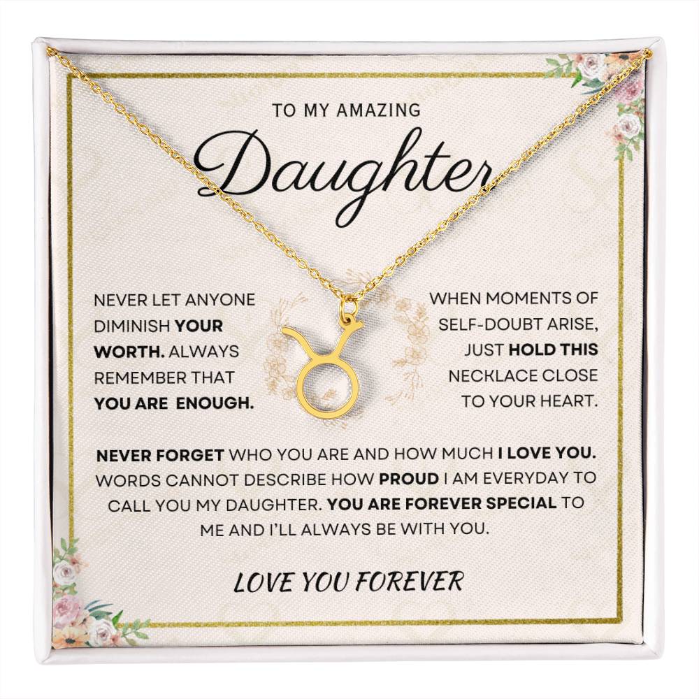 Daughter - You Are Enough - Zodiac Necklace