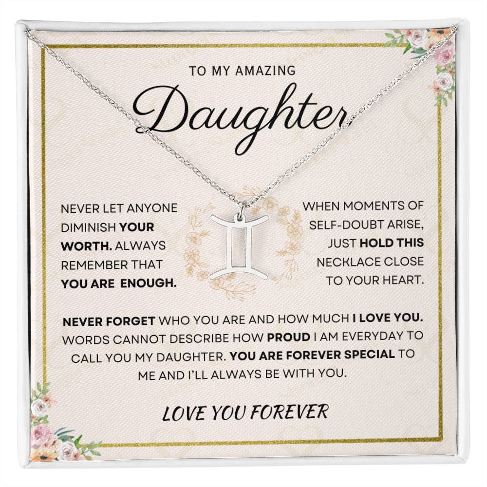 Daughter - You Are Enough - Zodiac Necklace