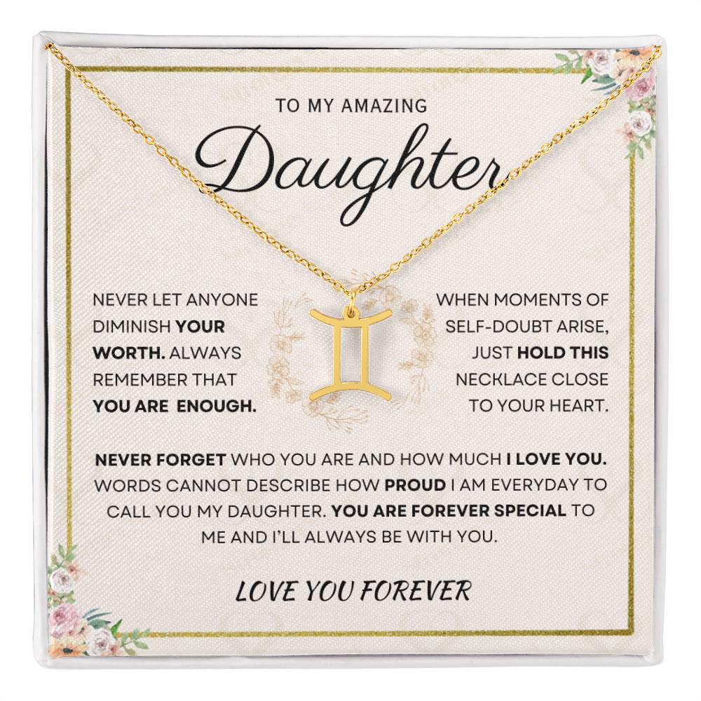 Daughter - You Are Enough - Zodiac Necklace