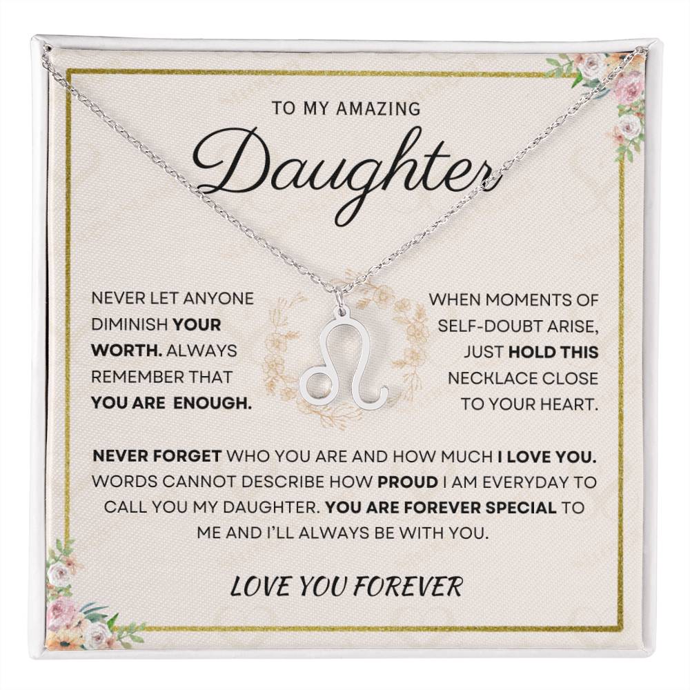 Daughter - You Are Enough - Zodiac Necklace