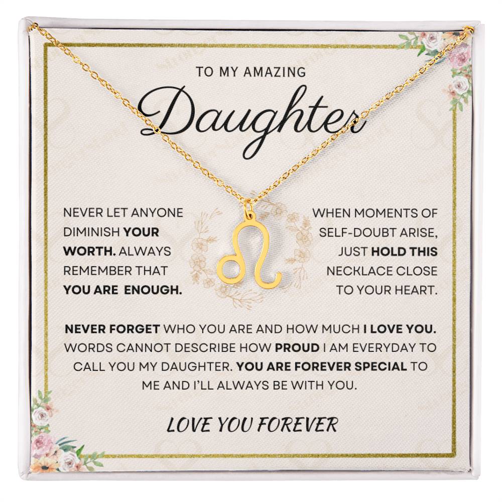 Daughter - You Are Enough - Zodiac Necklace