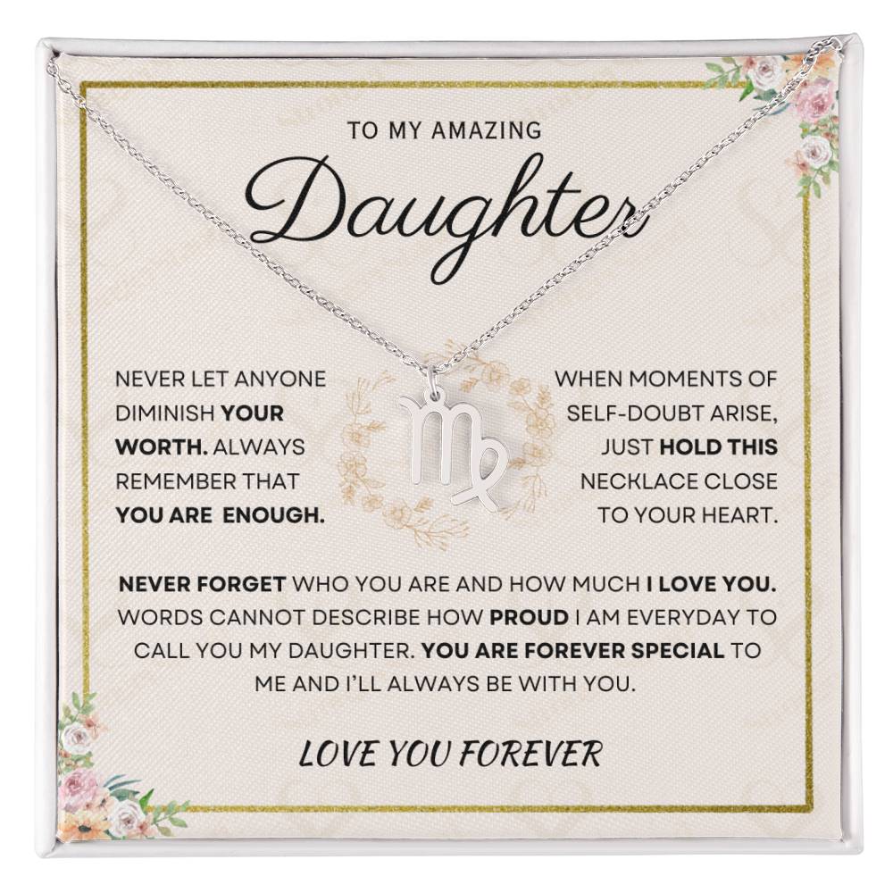 Daughter - You Are Enough - Zodiac Necklace