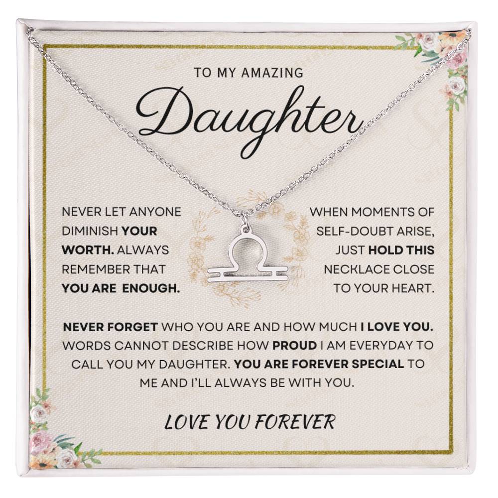 Daughter - You Are Enough - Zodiac Necklace