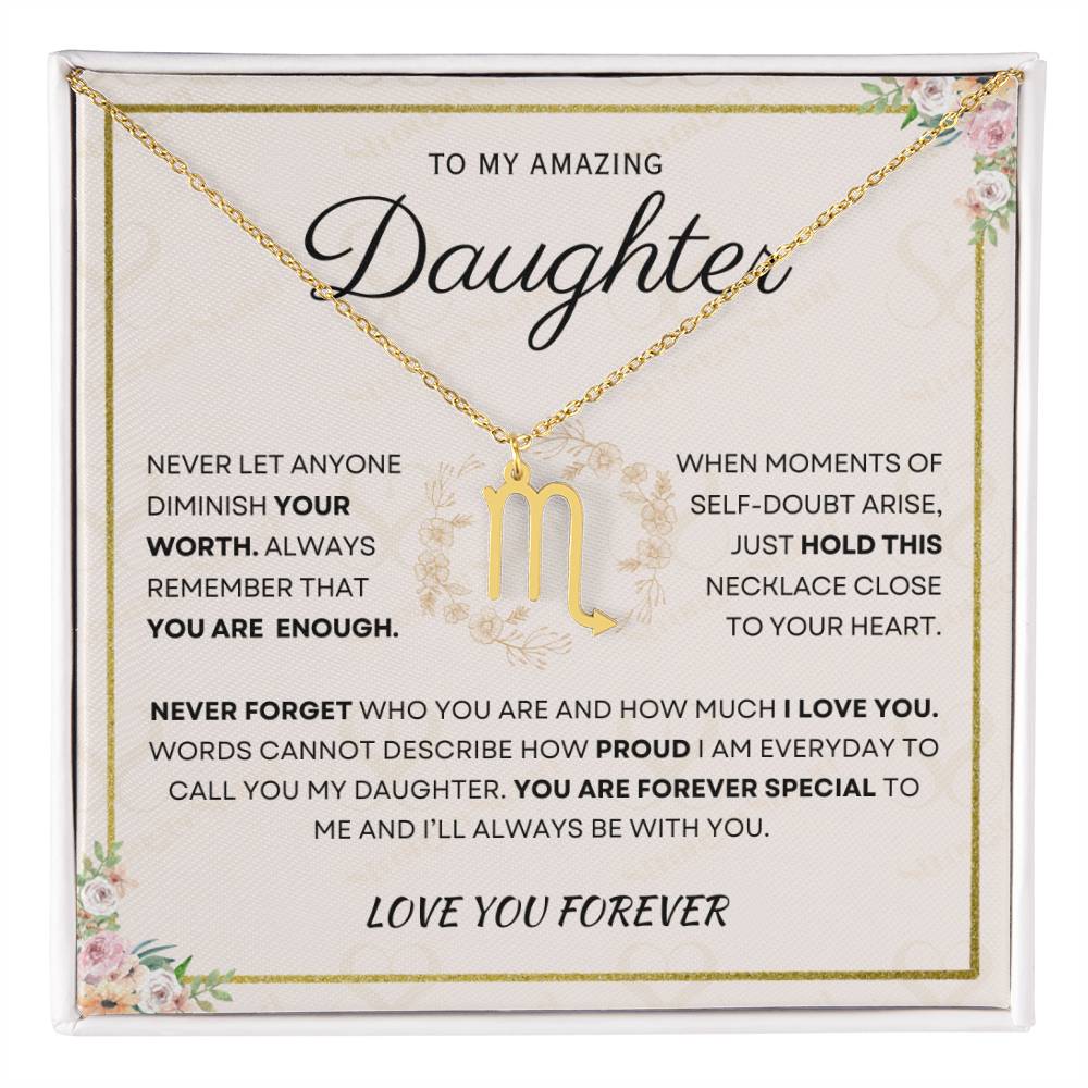 Daughter - You Are Enough - Zodiac Necklace