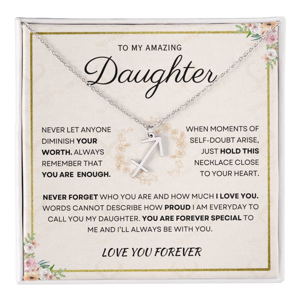 Daughter - You Are Enough - Zodiac Necklace