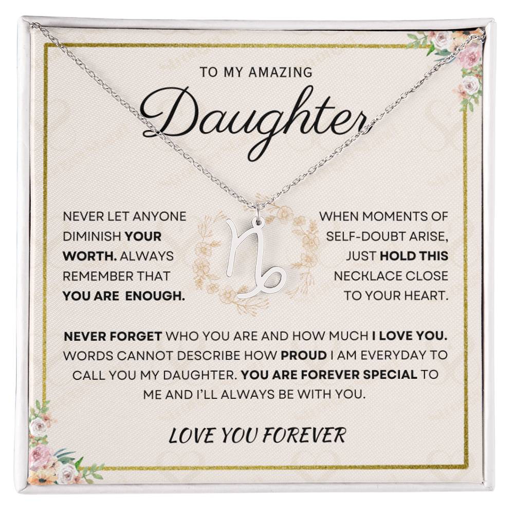 Daughter - You Are Enough - Zodiac Necklace