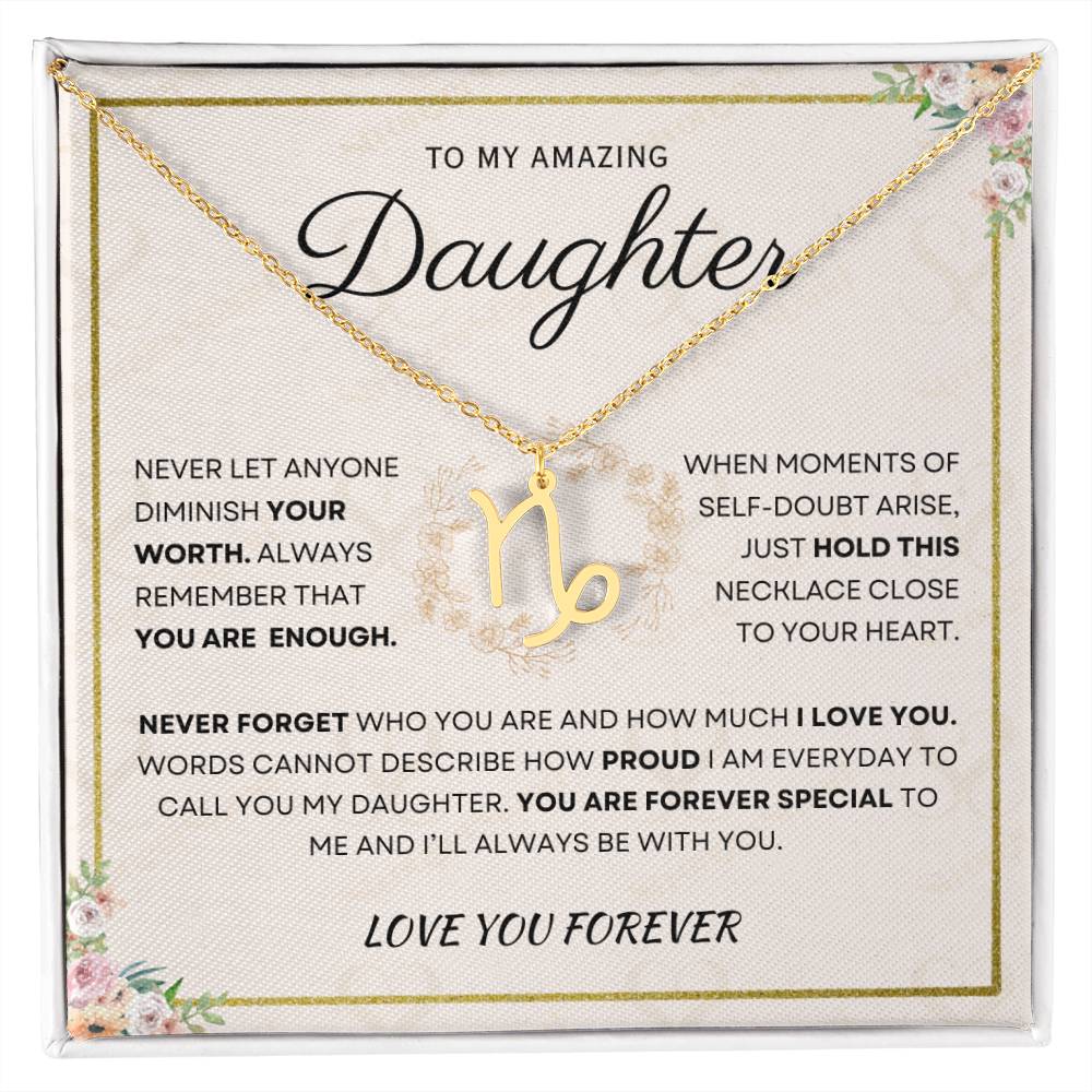 Daughter - You Are Enough - Zodiac Necklace