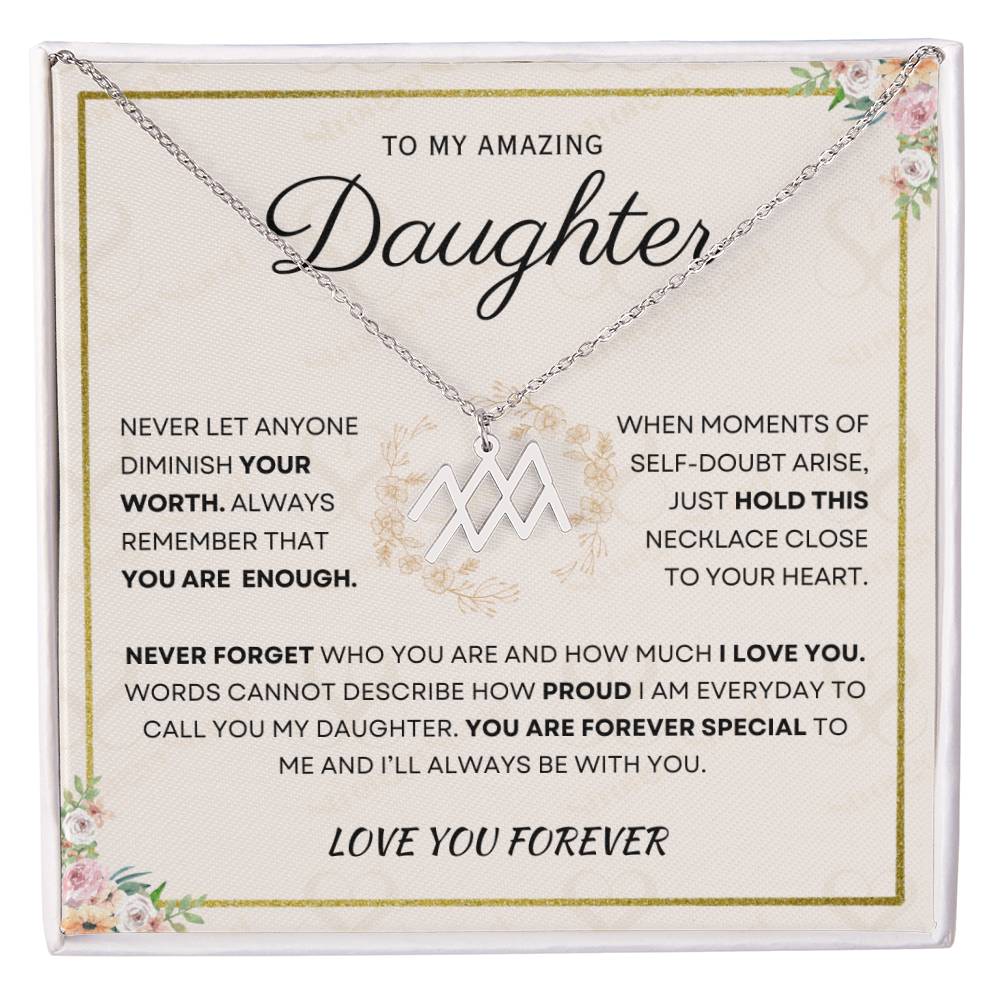 Daughter - You Are Enough - Zodiac Necklace