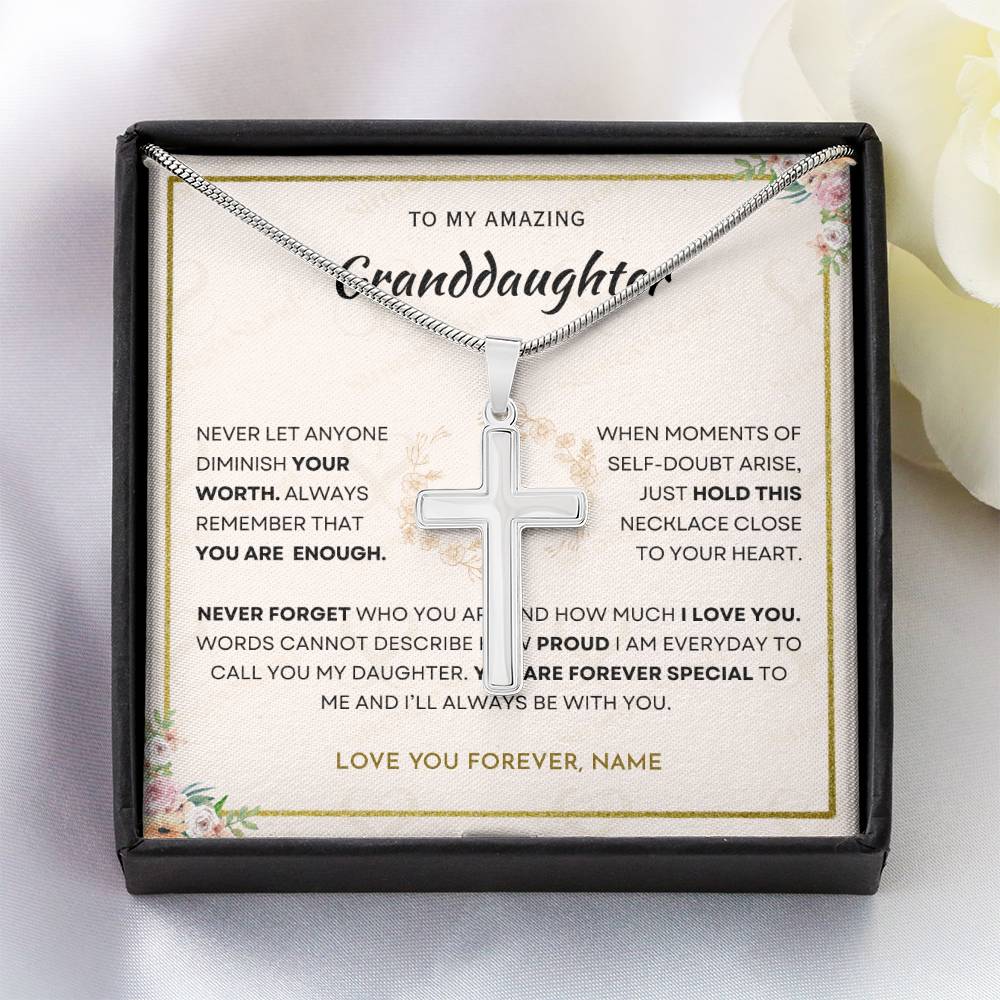 Granddaughter - You Are Enough - Cross Necklace