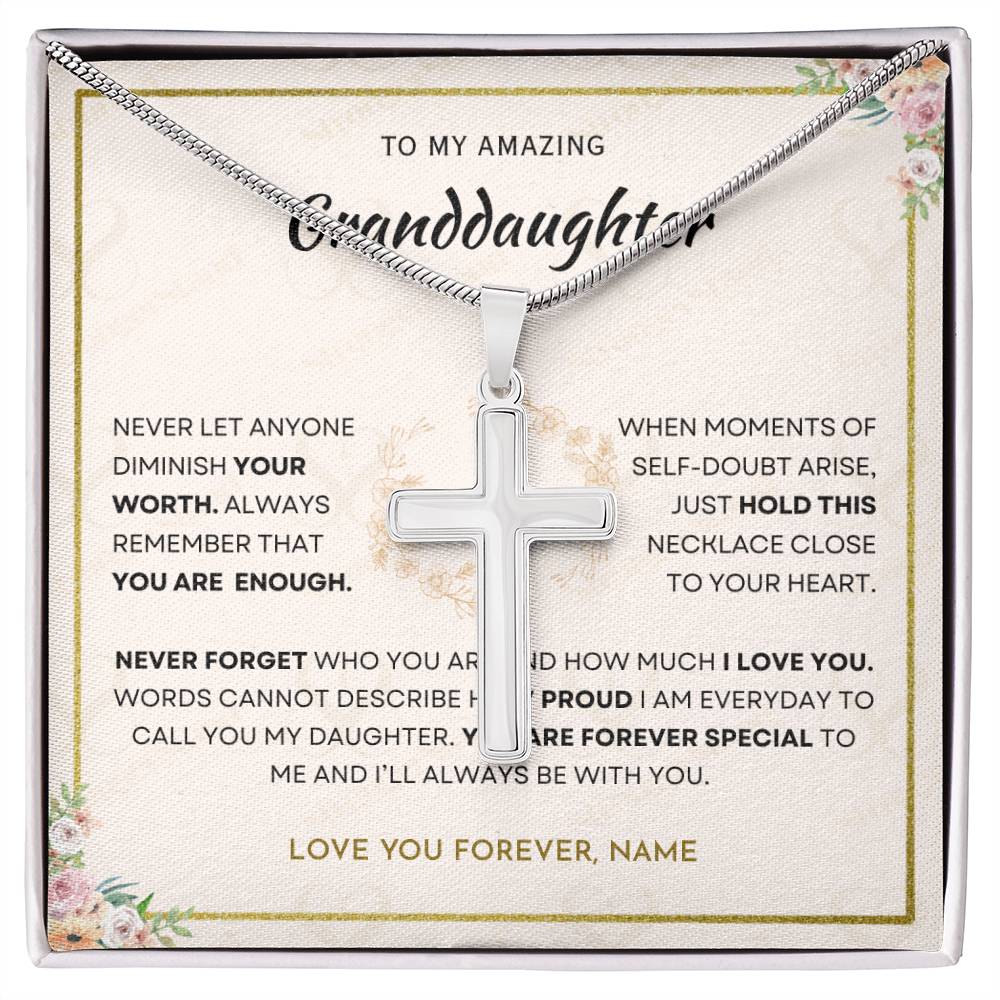 Granddaughter - You Are Enough - Cross Necklace