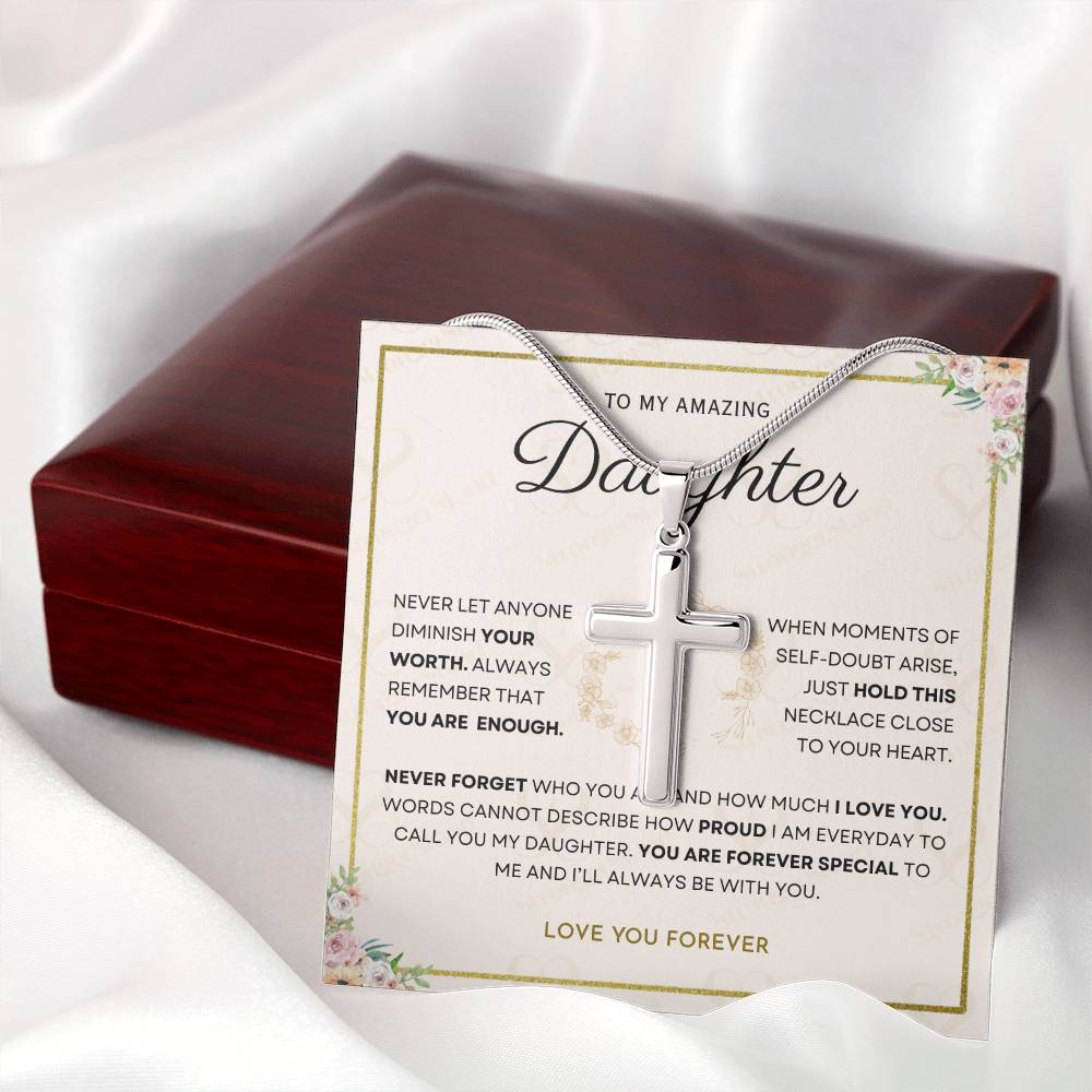 Daughter - You Are Enough - Cross Necklace