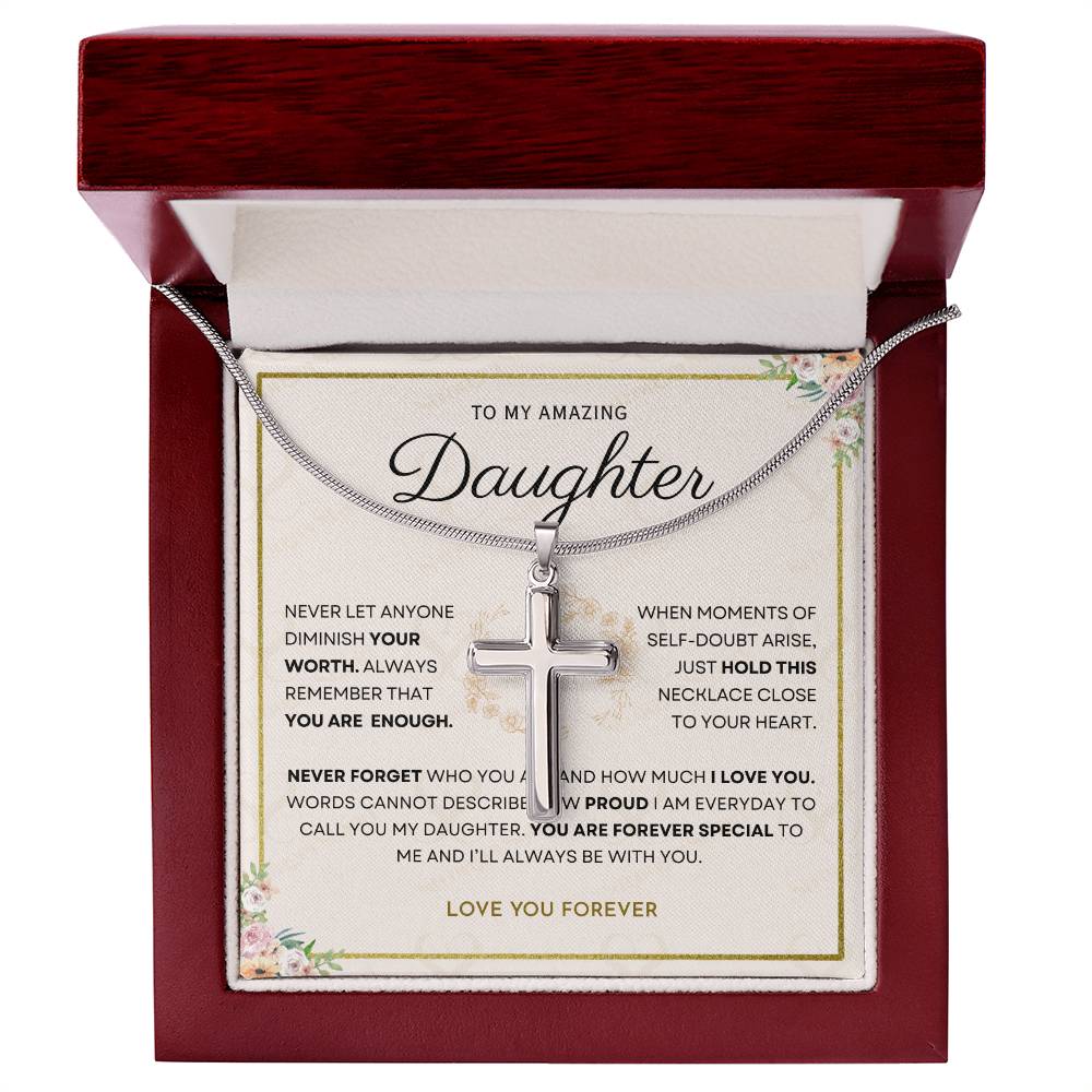 Daughter - You Are Enough - Cross Necklace